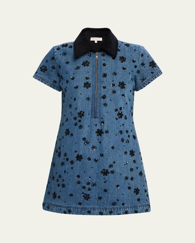 Rita Embellished Denim Mini Dress